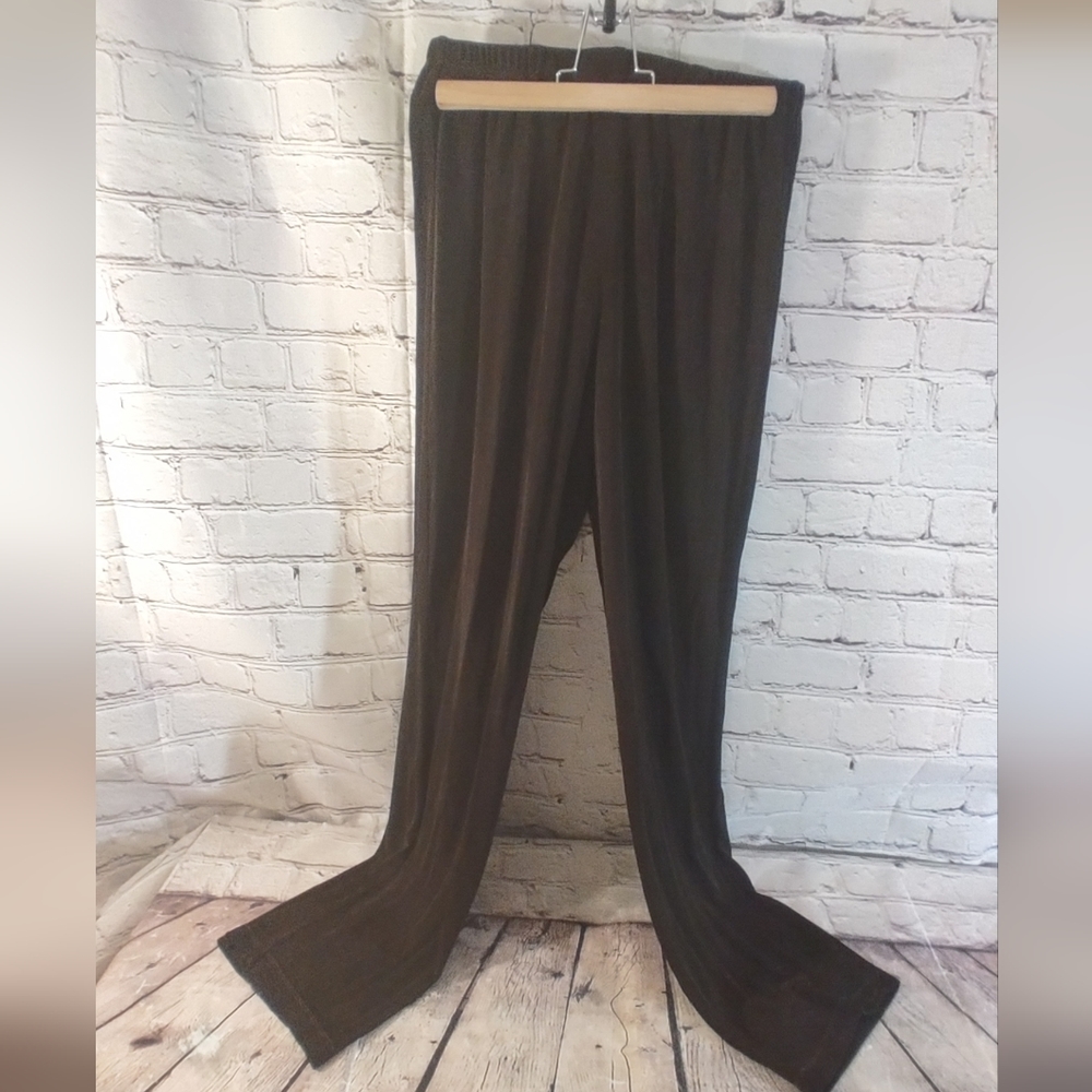 Chicos Travelers Brown Spandex Pull On Pants M Career